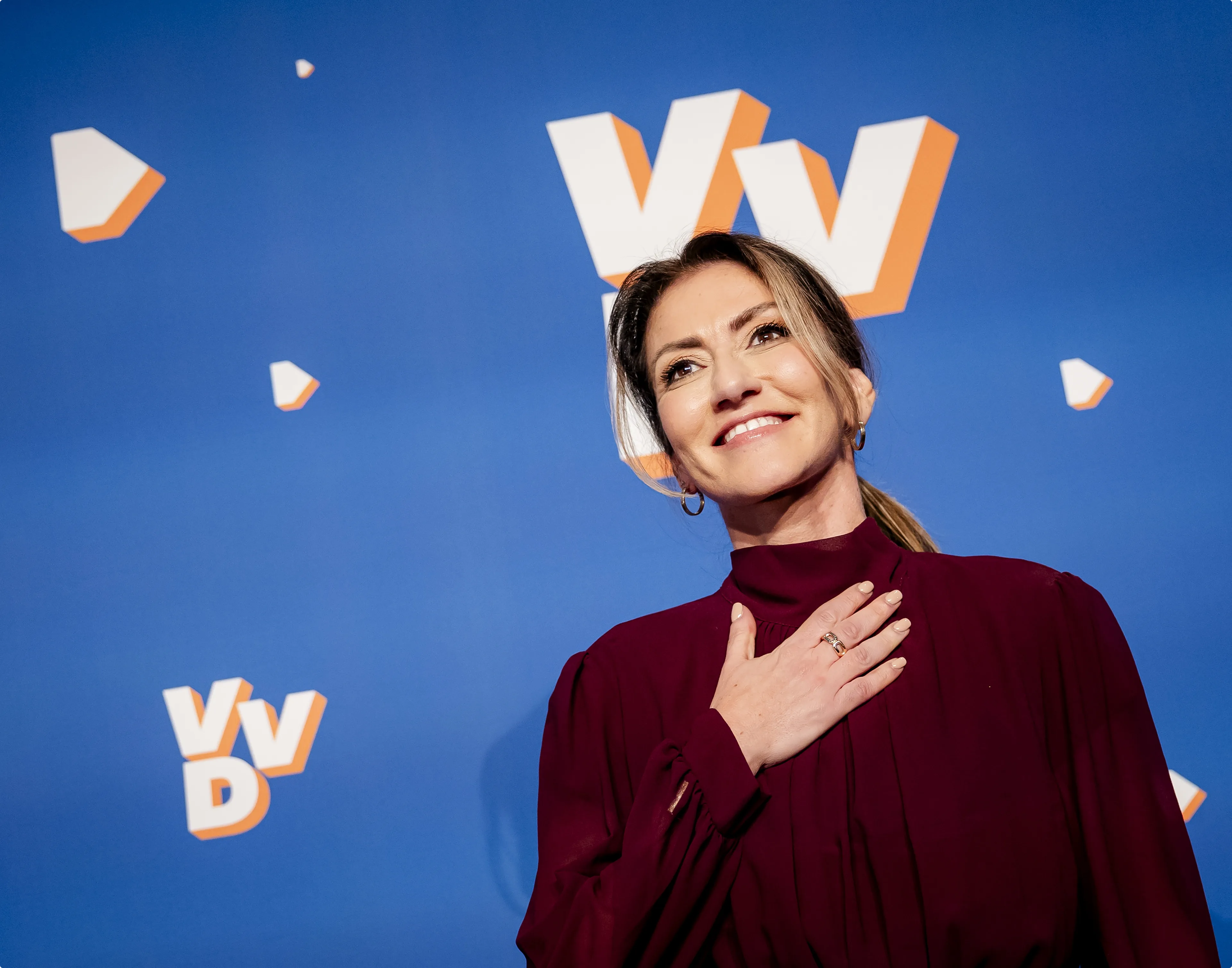 VVD-leider Dilan Yesilgoz reageert op de uitslagen van de Tweede Kamerverkiezingen. Beeld: ANP