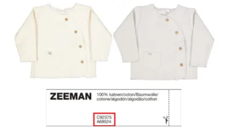 Veiligheidswaarschuwing voor baby vestjes Beeld: Zeeman