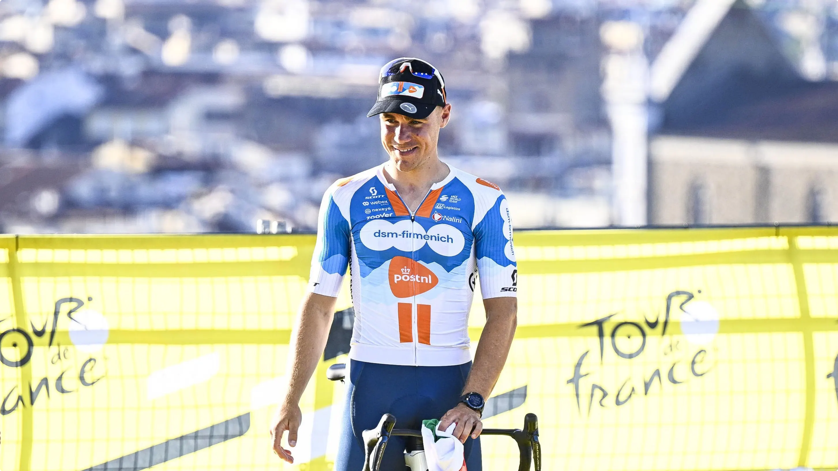 Fabio Jakobsen bij de Tourpresentatie in Florence. Beeld: ANP.