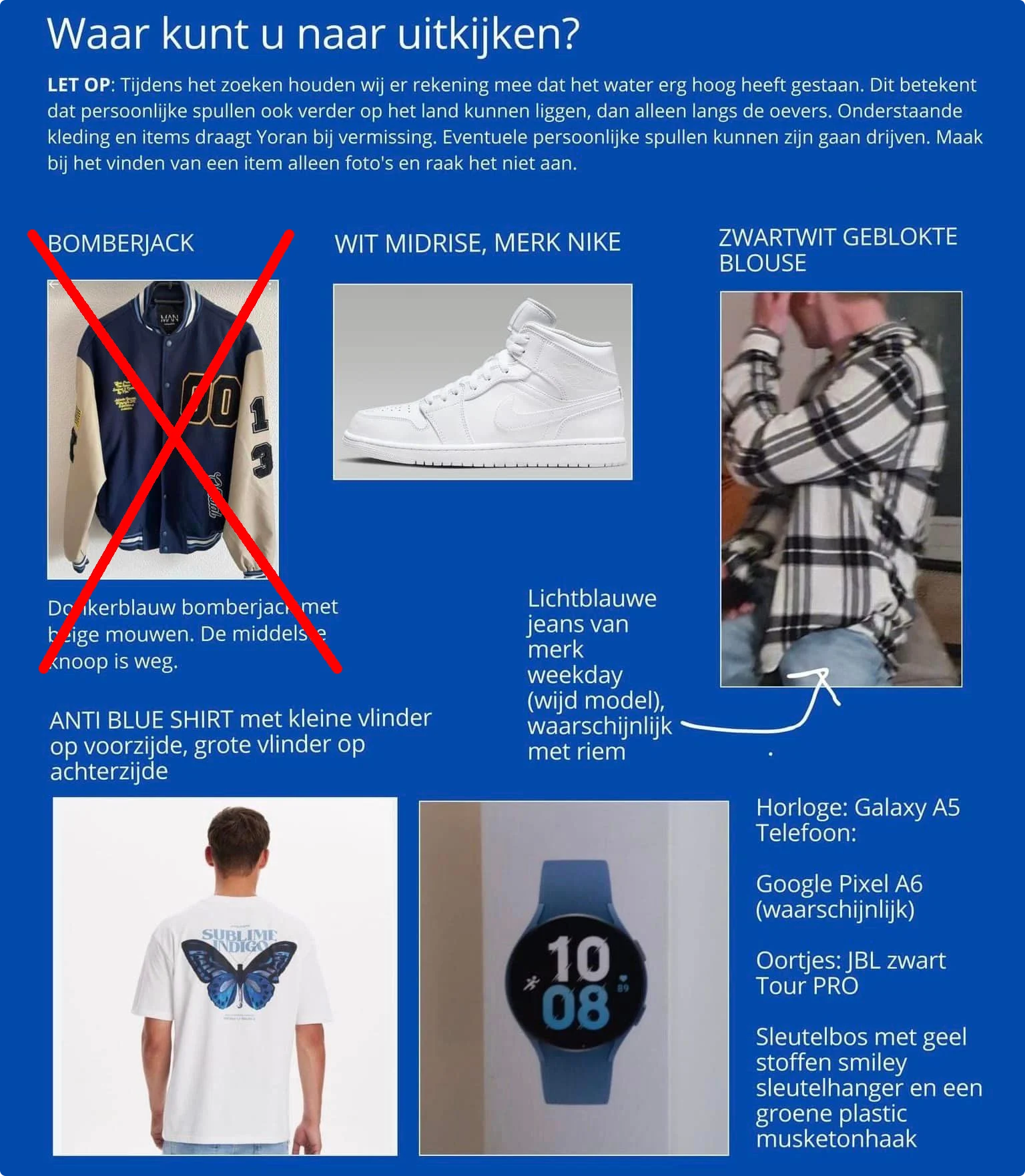 De kaart met spullen die Yoran bij zich had