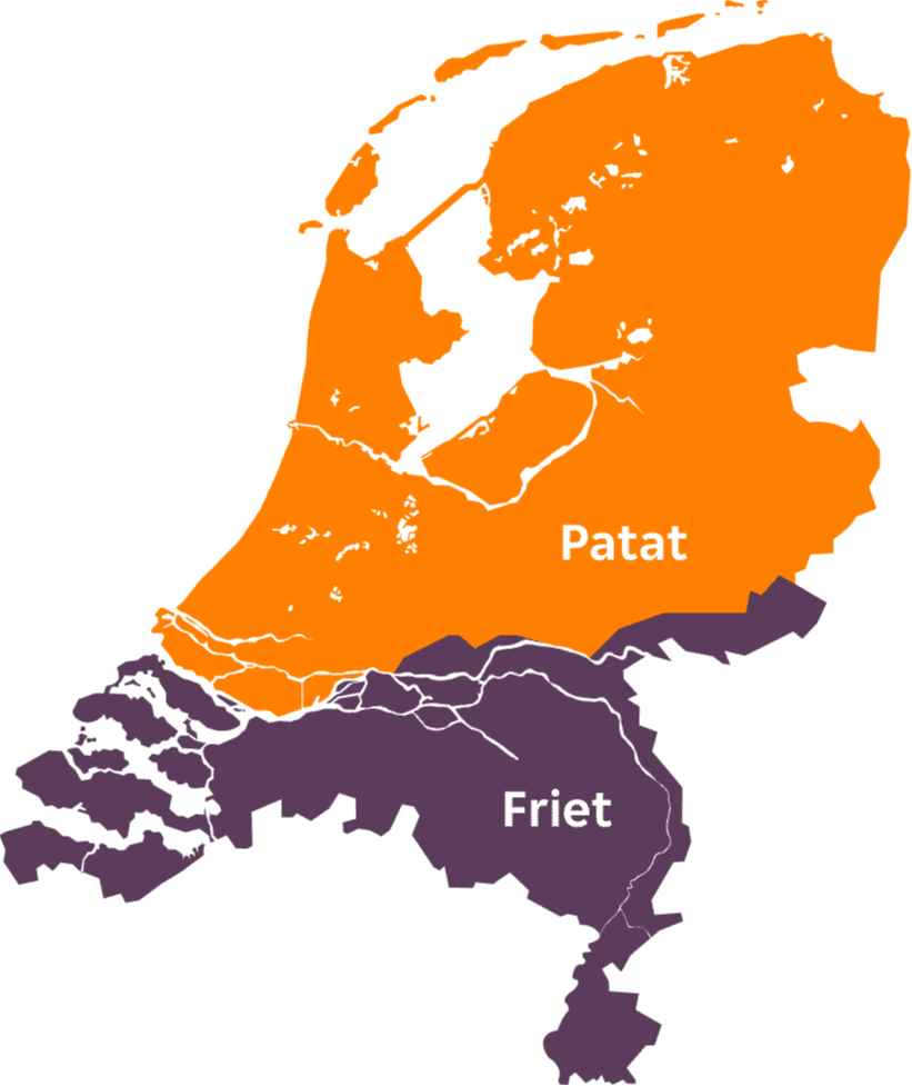 Grens patat en friet op basis van het Snackbaronderzoek van Thuisbezorgd. Beeld: Thuisbezorgd