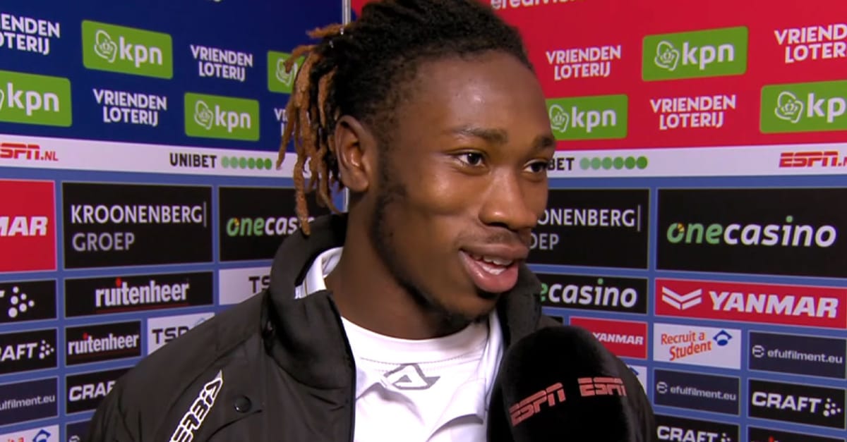 Sanko Rasheed Sankoh heeft prachtige bestemming voor wedstrijdbal: 'Stuurt de bal ...